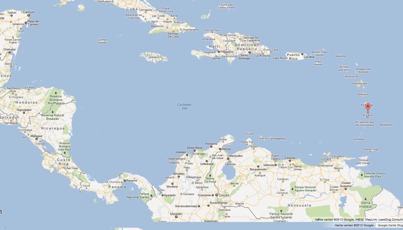 karte von Saint Lucia karibik